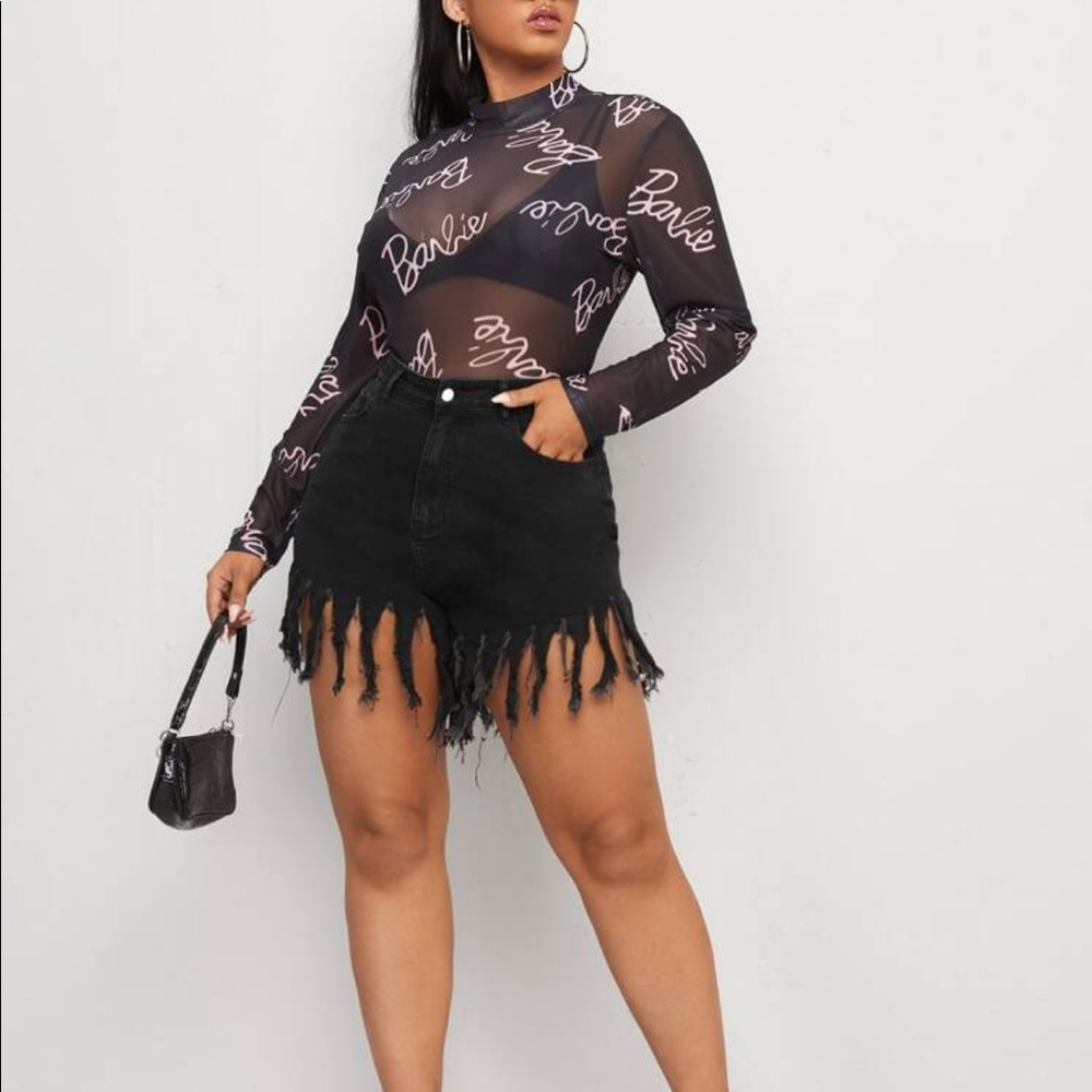 Black jean shorts